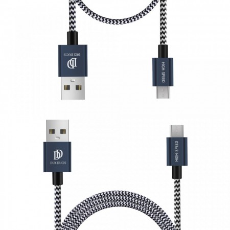 Set 2 cabluri de date si incarcare Dux Ducis K Two , 1 x Micro Usb 100 cm 5V 2A si 1 x Micro Usb 20 cm 5V 3A , albastru