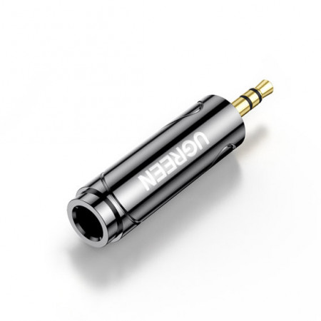 Ugreen Adaptor audio de la mufa de 6,35 mm / 6,5 mm (femela) la mini mufa de 3,5 mm (mascul) negru (AV168 80730)