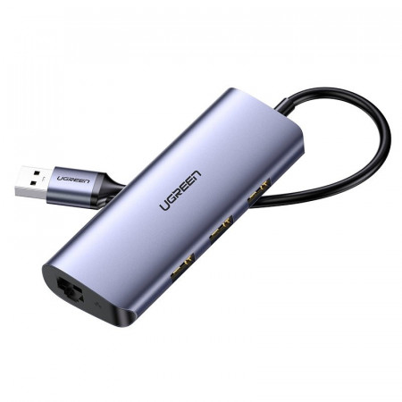 Adaptor multifunctional Ugreen HUB USB Tip C - 3 x USB / Ethernet RJ-45 / micro USB gri (CM252)