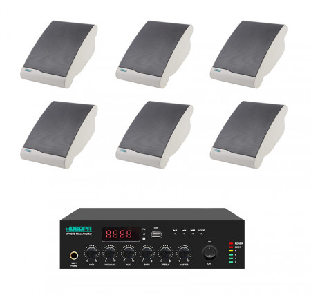 Pachet Sonorizare 60W de perete, FM+USB+Bluetooth, DSPPA MP60UB+6xDSP106II
