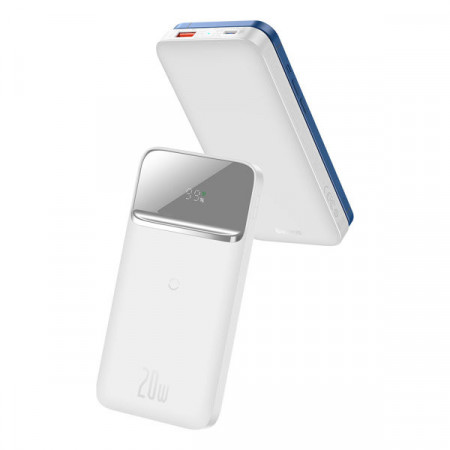 Power bank Baseus Magnetic Wireless incarcare rapida 10000mAh 20W White Editia 2022 (Cu cablu de incarcare simplu USB la Type-C 50cm White)