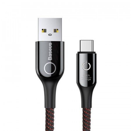Cablu Baseus C-shaped USB-C LED QC 3.0 1m (Black)