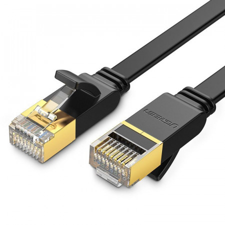 Cablu de retea plat UGREEN NW106 Ethernet RJ45, Cat.7, STP, 8m (negru)