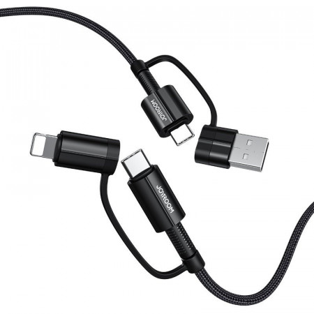 Cablu Joyroom 4in1 multifunction fast charging USB Type C / USB - USB Type C / Lithtning Quick Charge Power Delivery 3 A 60 W 1,8 m black (S-1830G3)