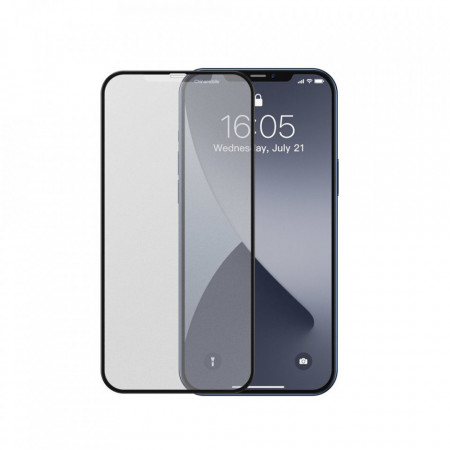 Folie de protectie Baseus 2x sticla mata 0,25 mm cu cadru ecran complet iPhone 12 Pro / iPhone 12 Negru (SGAPIPH61P-KM01)