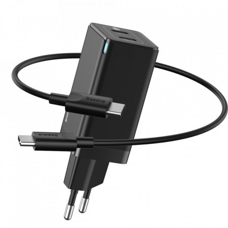 Incarcator priza Baseus GaN PPS 60 W (20 V / 3 A) 2x USB Typ C Quick Charge 3.0 Power Delivery SCP FCP AFC (gallium nitride) black (CCGAN-M01)