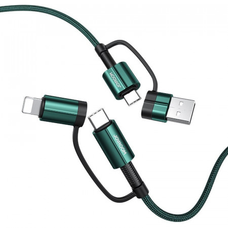 Cablu Joyroom 4in1 multifunction fast charging USB Type C / USB - USB Type C / Lighting Quick Charge Power Delivery 3 A 60 W 1,2 m verde (S-1230G3)