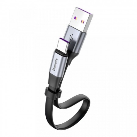 Cablu pentru incarcare , Baseus Simple HW Flat, USB-USB-C, 0.23 M, 5A, 40w ,gri