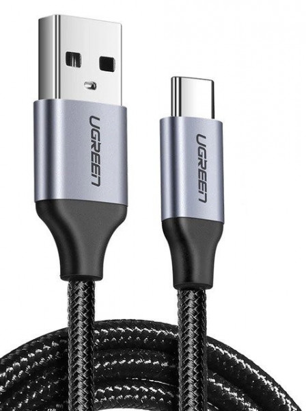 Cablu USB-C nichelat QC3.0 UGREEN 1,5 m cu mufa din aluminiu (negru)