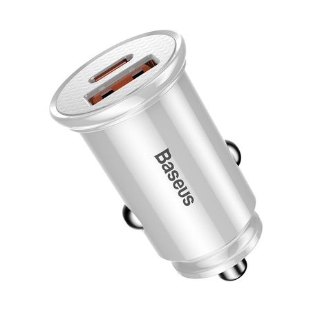Incarcator auto Baseus Circular PPS Universal Smart USB Quick Charge 4.0 QC 4.0 and USB-C PD 3.0 SCP , alb