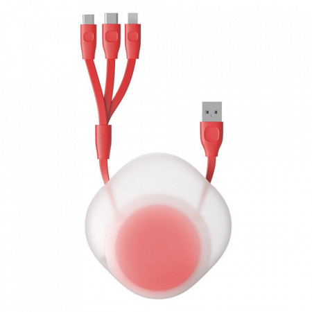 Cablu 3 in 1 Baseus Let''s go Little Reunion USB - micro USB / Lightning / USB Typ C cable 3 A 80 cm red (CAMLT-TY09)