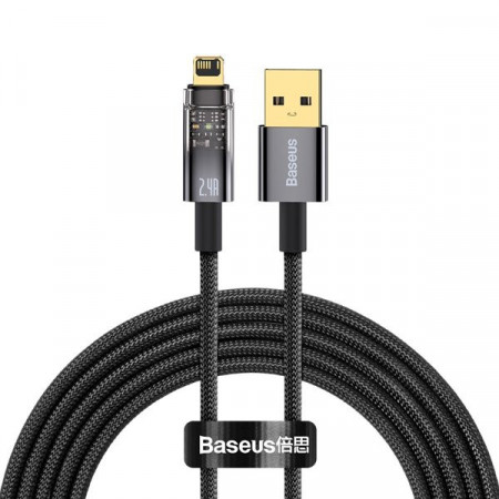 Cablu seria Baseus Explorer Cablu USB - Lightning 2.4A 2 m negru (CATS000401)