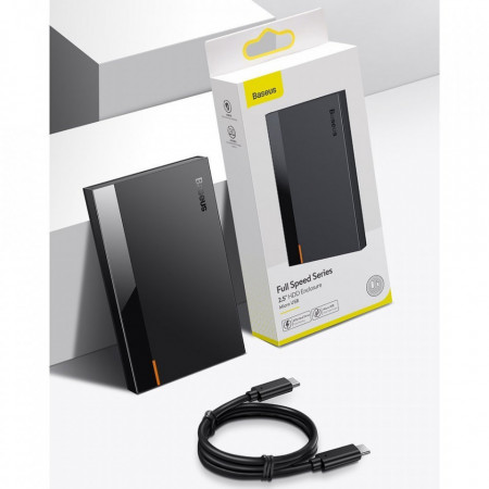 Carcasa/Rack HDD extern ,Baseus, SSD SATA 2,5 '' USB 3.2 Gen 2 (10 Gbps) USB Typ C + cablu, negru (CAYPH-C01)