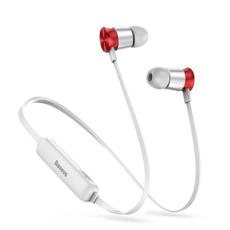 Casti telefon cu prindere magnetica , in ear cu bluetooth 4.1 , Baseus Encok Sports S07 , rosu-argintiu