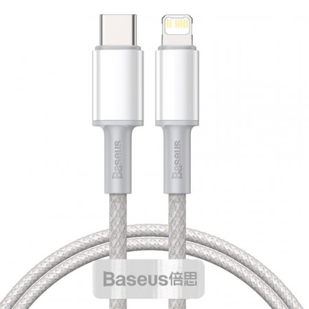 Cablu Baseus High Density Braided Cable Type-C laLightning, PD, 20W, 2m (White)