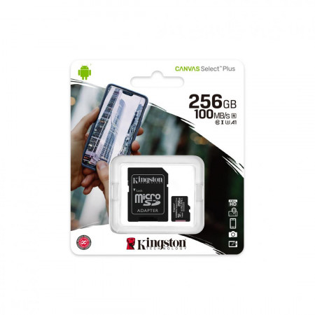 Card de memorie MicroSD Kingston Canvas Select Plus , 256GB, 100/85MB/s, cu adaptor