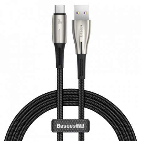 USB - Cablu USB tip C Baseus Water Drop 66 W (11 V / 6 A) Huawei SuperCharge SCP 1 m negru (CATSD-M01)