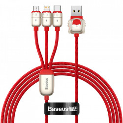 Cablu 3 in 1 Baseus Year of the Tiger USB - Lightning / USB Typ C / micro USB 3,5 A 1,2m red (CASX010001)