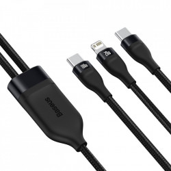 Cablu Baseus Flash Series 2in1 USB Typ C - USB Typ C / Lightning fast charging Power Delivery Quick Charge 100 W 1,2 m black (CA1T2-F01)