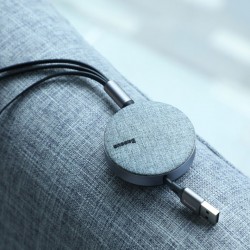 Cablu de date (lightning) si incarcare Baseus Fabric , 1.2 M , retractabil cu 3 capete 1 x USB C , 1 x micro-usb , 1 x lightning , negru