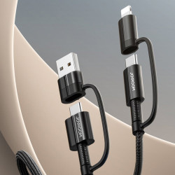Cablu Joyroom 4in1 multifunction fast charging USB Type C / USB - USB Type C / Lighting Quick Charge Power Delivery 3 A 60 W 1,2 m black (S-1230G3)