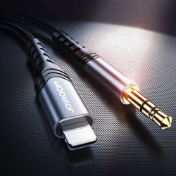 Cablu Joyroom stereo audio AUX cable 3,5 mm mini jack - Lightning pentru iPhone iPad, 2 m black (SY-A02)