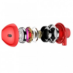 CASTI AUDIO TELEFON CU TELECOMANDA PENTRU CONTROLUL VOLUMULUI , BASEUS ENOCK H06 , JACK 3.5 MM , ROSU