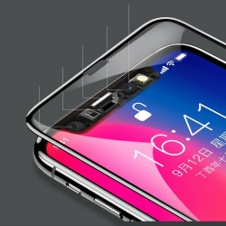 Folie protectie din sticla securizata privacy, Baseus Full Coverage 3D, pentru Apple iPhone XS / X, negru