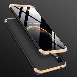 Husa 360° Matte Full Protection Gema Mixt pentru Xiaomi Redmi Note 6 Pro (fata + spate ) , negru-auriu