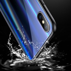 Husa telefon, Baseus Laser Luster, pentru iPhone X, cu margini din silicon si spate din sticla securizata, negru