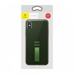 Husa telefon, Baseus Little Tail, cu curea ajustabila din silicon, pentru iPhone XS / X, negru+verde