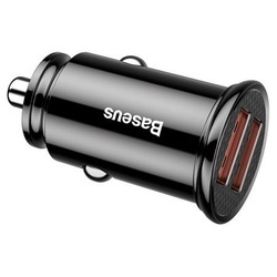 Incarcator auto Baseus Circular Universal Smart Car Charger , 2x USB QC3.0 Quick Charge 3.0 SCP AFC 30W , negru
