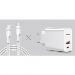 Incarcator priza + cablu Type C, Baseus Speed PPS Quick charger C+U 30W EU USB / USB Type C PD Quick Charge 3.0 QC3.0 + USB Type C