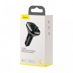 Modulator FM bluetooth 5.0 si incarcator, Baseus Quick Charge 4.0 Power Delivery USB Typ C / microSD 5A black (CCTM-B01)