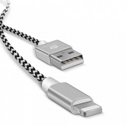 Set 2 cabluri de date si incarcare Dux Ducis K Two , 1 x Lightning 100 cm 5V 2A si 1 x Lightning 20 cm 5V 3A , silver