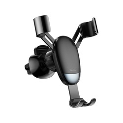 Suport auto din aluminiu cu spatiu pentru cablu incarcare , Baseus Mini Gravity , prindere in ornament ventilatie , negru
