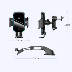 Suport auto telefon cu deschidere si inchidere automata si incarcare Wireless de 15 w , Baseus , negru (WXHW03-01)