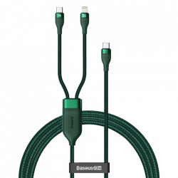 Cablu Baseus Flash Series 2in1 USB Typ C - USB Typ C / Lightning fast charging Power Delivery Quick Charge 100 W 1,2 m green (CA1T2-F01)