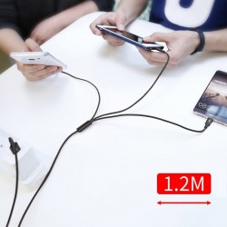 Cablu pentru incarcare pentru toate tipurile de dispozitive, Baseus Rapid USB, cu mufe Micro-USB, USB-C, Lightning, 3A, 1,2M, negru