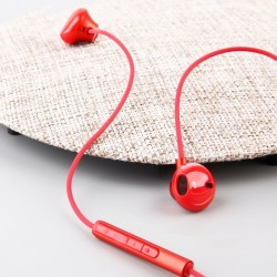 CASTI AUDIO TELEFON CU TELECOMANDA PENTRU CONTROLUL VOLUMULUI , BASEUS ENOCK H06 , JACK 3.5 MM , ROSU