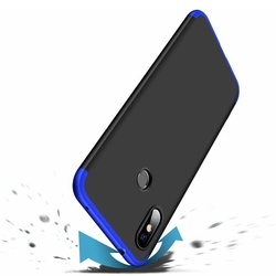 Husa 360° Matte Full Protection Gema Mixt pentru Xiaomi Redmi Note 6 Pro (fata + spate ) , negru-albastru