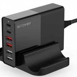 Incarcator 6x USB Blitzwolf BW-S16, QC 3.0, PD3.0, 75W (Black)