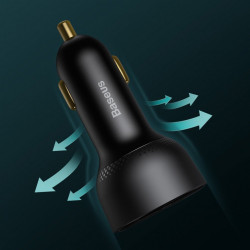 Incarcator Auto Cu Cablu USB Type C Baseus Superme, Quick Charge, 100W, 1 X USB - 1 X USB Tip-C, Negru TZCCZX-01
