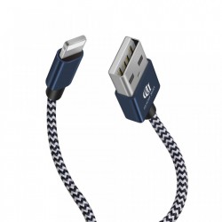 Set 2 cabluri de date si incarcare Dux Ducis K Two , 1 x Lightning 100 cm 5V 2A si 1 x Lightning 20 cm5 5V 3A , albastru