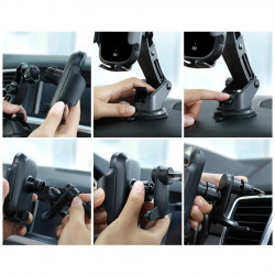 Suport auto telefon cu deschidere si inchidere automata si incarcare Wireless de 15 w , Baseus , negru (WXHW03-01)