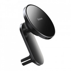 Suport telefon mobil magnetic Baseus incarcator wireless Qi 15 W (compatibil MagSafe pentru iPhone) negru (WXJN-01)