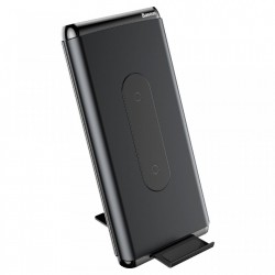 Baterie externa cu functie de stand ce suport incarcare wireless, Baseus Wifi Charger, 10000 mAh, 15W ,USB-C PD + Quick Charge 3.0 , negru