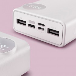 Baterie externa/Power bank 20000 mAh , Baseus Mulight cu display putere si voltmetru , compatibil cu Apple Macbook , PD3.0 QC3.0 , alb