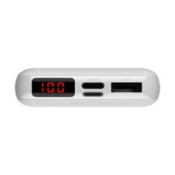 Baterie externa/Power bank mini cu ecran digital , Baseus Mini S , 10000 mAh USB + USB-C PD + Lightning , alba