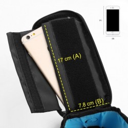 Borseta bicicleta Wozinsky cu husa telefon impermeabila pentru telefoane pana in 6.5 inch, cablu jack 3.5 mm inclus , montare pe cadru , 1.5 L , neagra